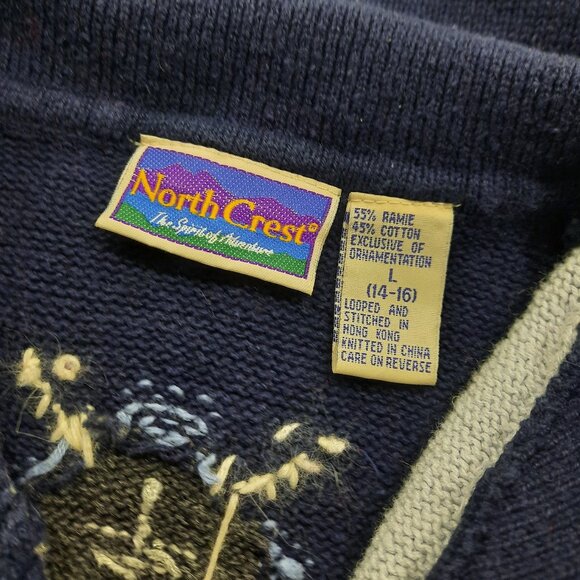 Vtg 90s winter theme knit vest - North Crest brand - Picture 9 of 11